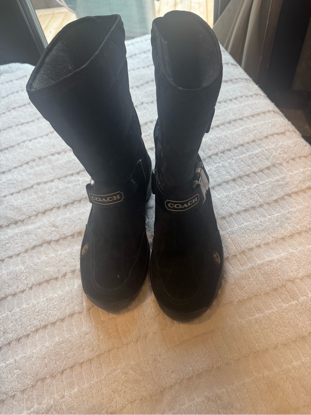 Coach Black Suede & Nylon Winter Boots